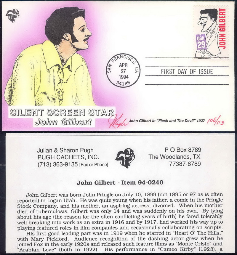 2823 Pugh; hpd; 113 made; Silent Screen John Gilbert 2823 Pugh; hpd; 113 made; Silent Screen John Gilbert