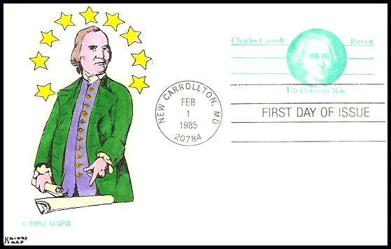 UX105 Kribbs Kover; hpd; 25 made; Charles Carroll - Patriot
