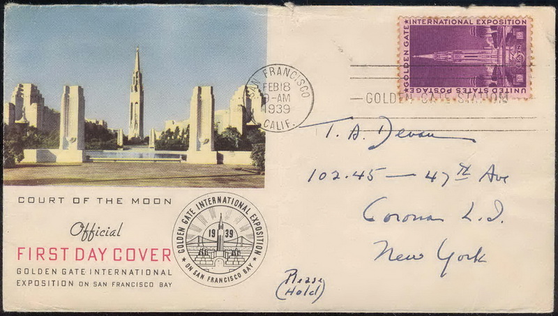 0852 P43 Golden Gate International Exhibition; slit top with center fold; First