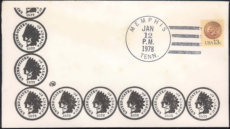 1734 RE Covers; 2nd Day Memphis, TN KHC4 PM; Indian Head Penny