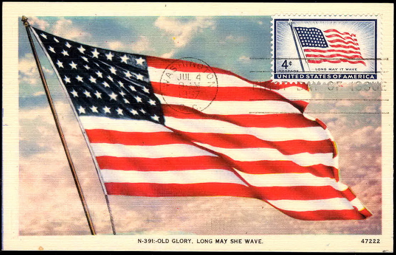 1094 NIM Asheville Post Card Company; PPC; Old Glory Flag