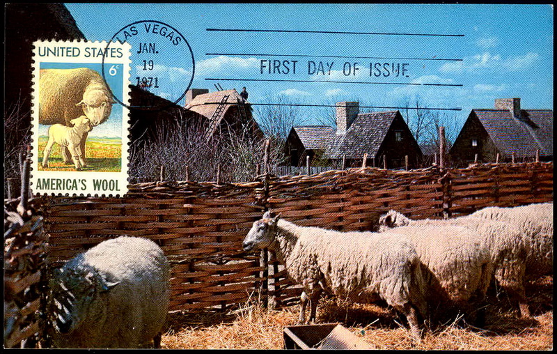 1423 Bromley & Company; PPC; Plimoth Plantation, Plymouth, MA; American Wool