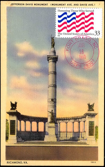 3331 Colourpicture Publication; PPC; UO Fort Bragg, NC USPS CDS; Jefferson Davis Monument, Richmond,