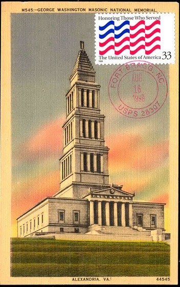3331 R. S. Reynolds Company; PPC; UO Fort Bragg, NC USPS CDS; GW Masonic National Memorial