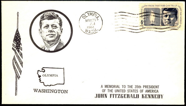 1246 Billerth; First; UO Olympia, WA; MC AM; JFK Kennedy; cancel is readable