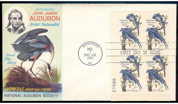 1241 M016 National Audubon Society; Plate Block of 4 - 27586 LL