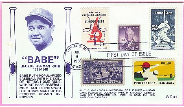 2046 WC107 Babe Ruth, FIRST, Combo #855, 937, 1263, 1381, ONE MADE