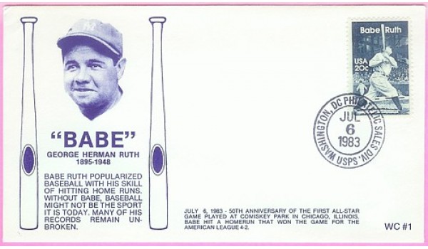 2046 WC111 Babe Ruth, FIRST, UO Washington, DC Philatelic Sales