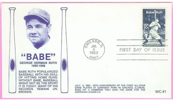 2046 WC101 Babe Ruth, FIRST, FDOI mc 2046 WC101 Babe Ruth, FIRST, FDOI mc