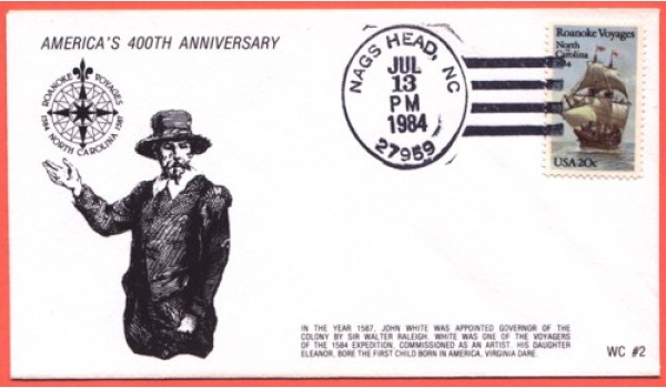 2093 WC225 Roanoke Voyages, UO Nags Head KHC pm (15 made)
