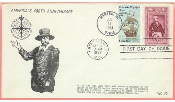 2093 WC213 Roanoke Voyages, on #1097 Lafayette FDC (3 made)