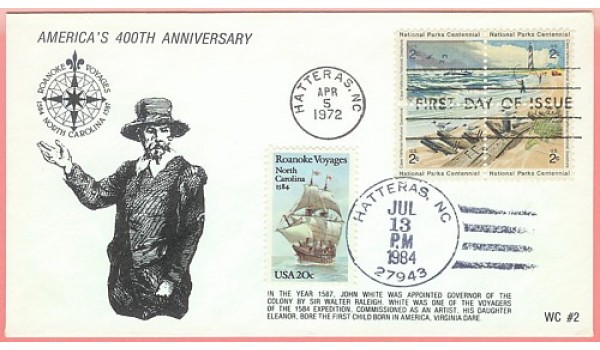 2093 WC214 Roanoke Voyages, UO Hatteras, NC on #1451a FDC