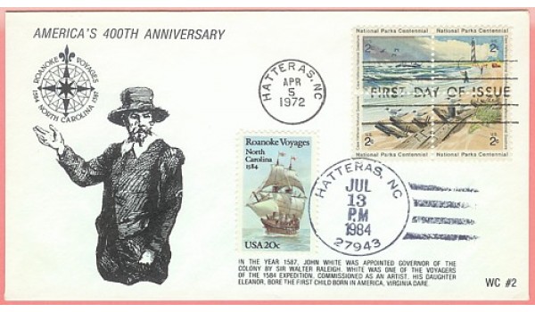 2093 WC214 Roanoke Voyages, UO Hatteras, NC on #1451a FDC 2093 WC214 Roanoke Voyages, UO Hatteras, NC on #1451a FDC