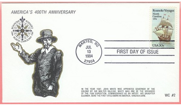 2093 WC208 Roanoke Voyages, FDOI, with Gold Tint (20 made)