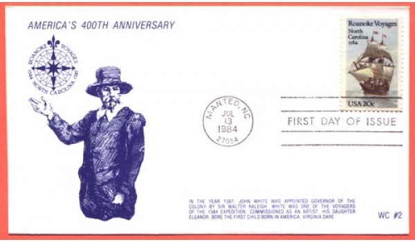 2093 WC210 Roanoke Voyages, FDOI, in Blue (64 made)