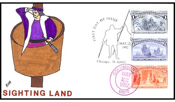 2625 RKA; hpd; 25 made; Combo 1c, 4c, and $1.00; Dual UO Columbus, IN on $1 stamp