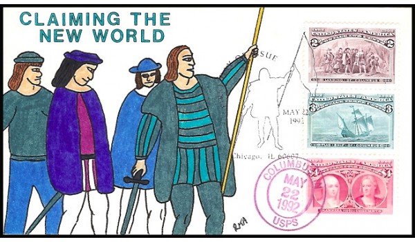 2629 RKA; hpd; 25 made; Combo 2c, 3c, $4 stamp; Dual UO Columbus, IN on $4 stamp