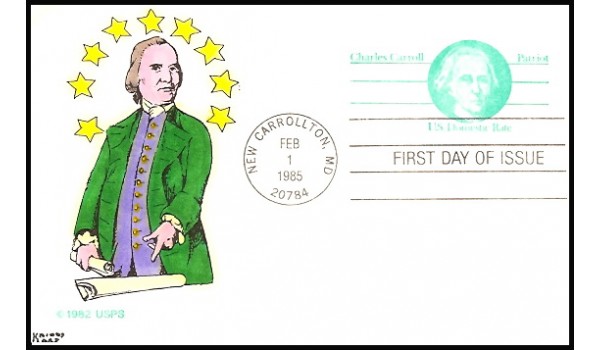 UX105 Kribbs Kover; hpd; 25 made; Charles Carroll - Patriot
