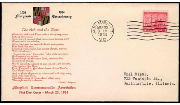 0736 P16 Maryland Commemorative Association; First; with enclosure