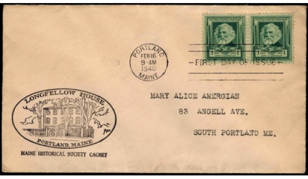0864 M128 Maine Historical Society Cachet; First
