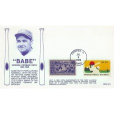 2046 WC101 Babe Ruth, FIRST, FDOI bhc *MISSING RUTH STAMP* 2046 WC101 Babe Ruth, FIRST, FDOI bhc *MISSING RUTH STAMP*