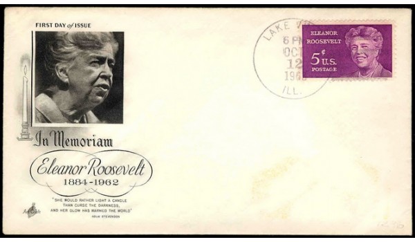 1236 Eleanor Roosevelt, Artcraft, 2nd Day cancel at Lake Villa, IL