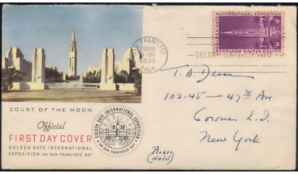 0852 P43 Golden Gate International Exhibition; slit top with center fold; First