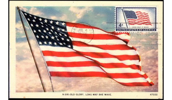 1094 NIM Asheville Post Card Company; PPC; Old Glory Flag