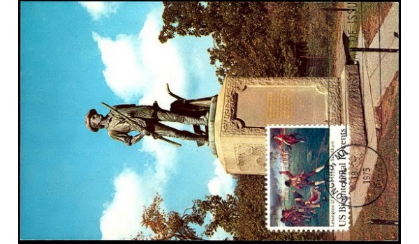 1563 Tri-Con Colour; PPC; Minuteman Statue; Concord, MA