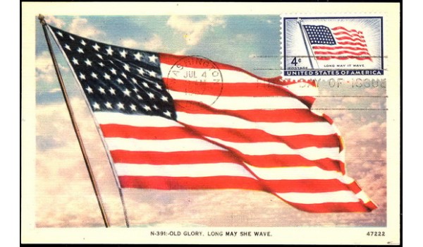 1094 NIM Asheville Post Card Company; PPC; Old Glory Flag