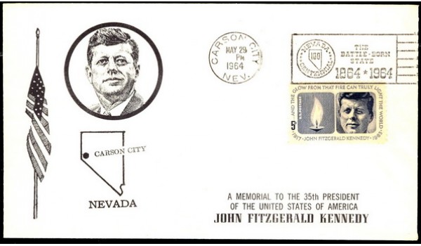 1246 Billerth; First; UO Carson City, NV; SMC PM; JFK Kennedy; Cancel is readable