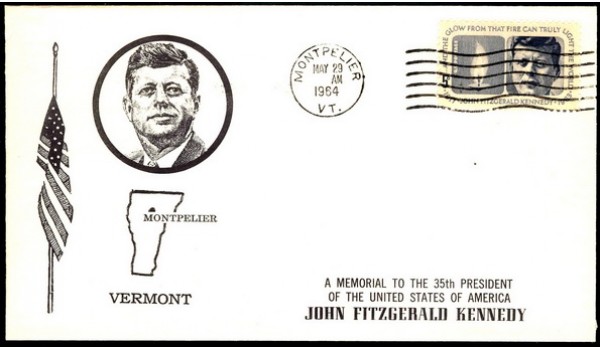 1246 Billerth; First; UO Montpelier, VT; MC AM; JFK Kennedy; cancel is readable