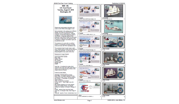 #5008 U.S. Coast Guard; Color Catalog of Known Cachets #5008 U.S. Coast Guard; Color Catalog of Known Cachets